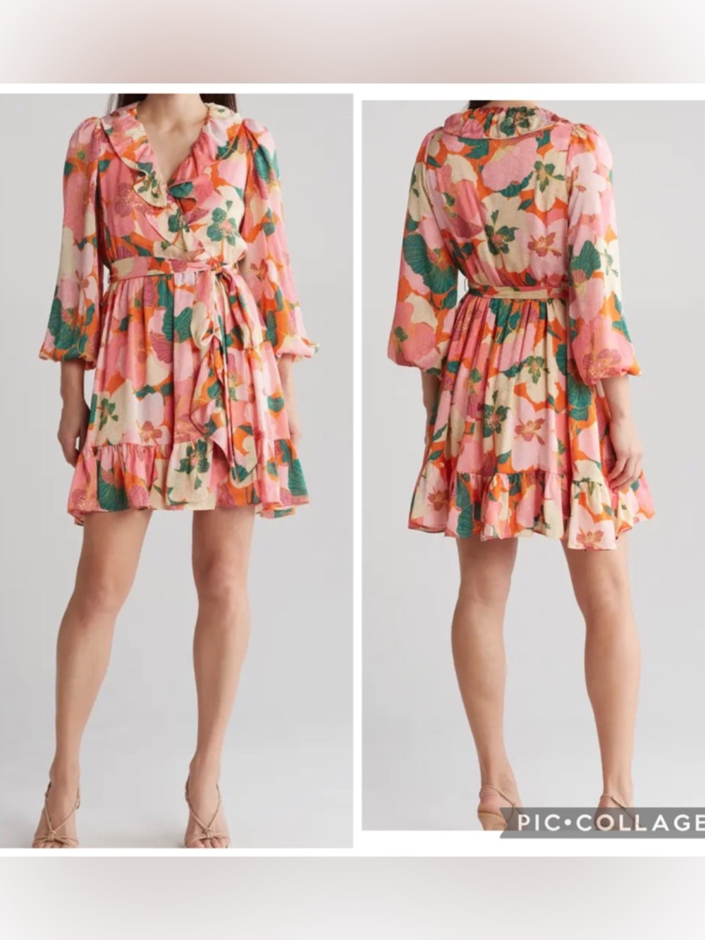 TAYLOR Dress Faux Wrap Tie Garden Floral Size 14 NEW